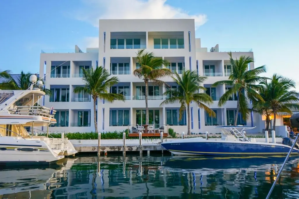 Water view of the yacht marina in front of Zenza Boutique Hotel, one of the best all-inclusive resorts in Turks