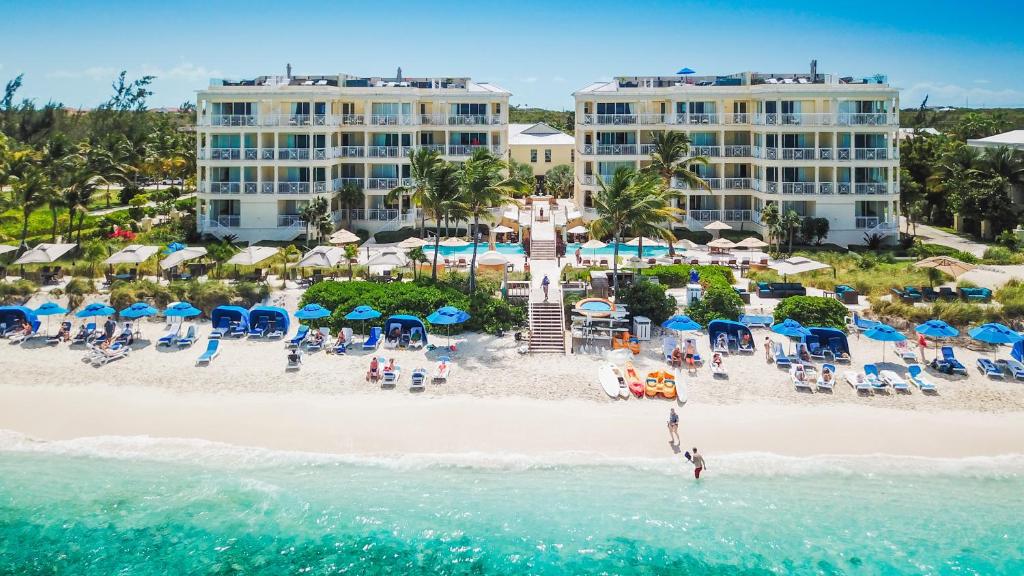 Windsong on the Reef, one of the best resorts in Turks and Caicos, as viewed from a parasail