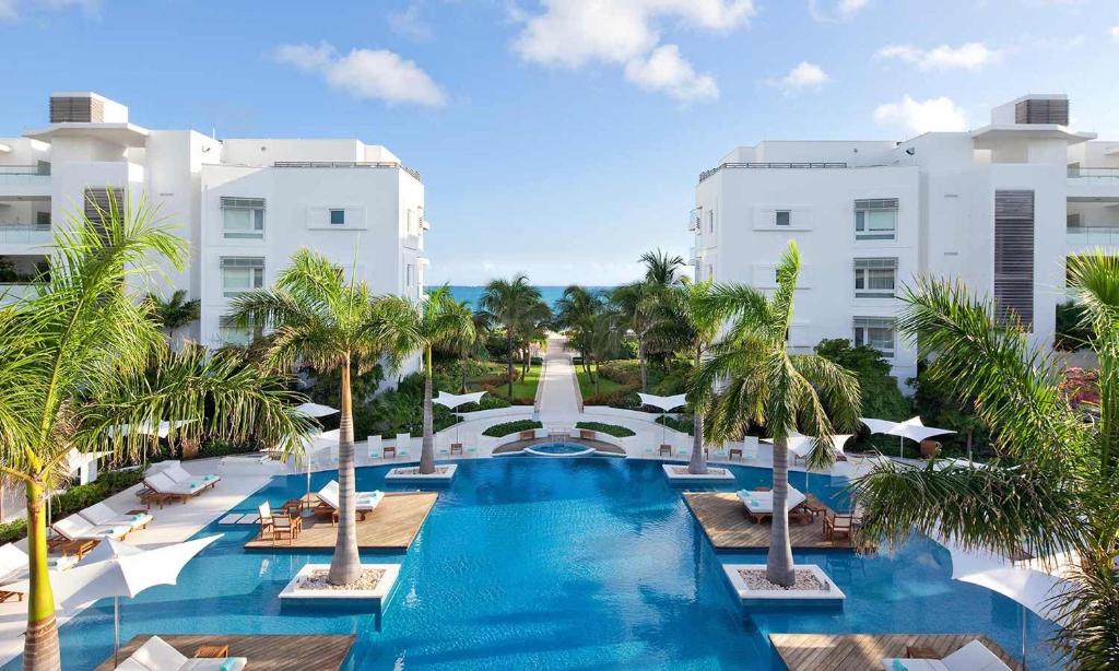 Wymara Resort & Villas as seen from the ocean, one of the best resorts in Turks and Caicos