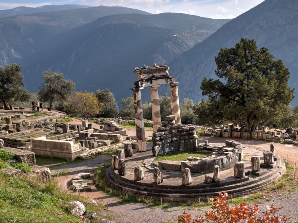 Cool photo of the ruins in Delphi, one of the best things to do in Greece