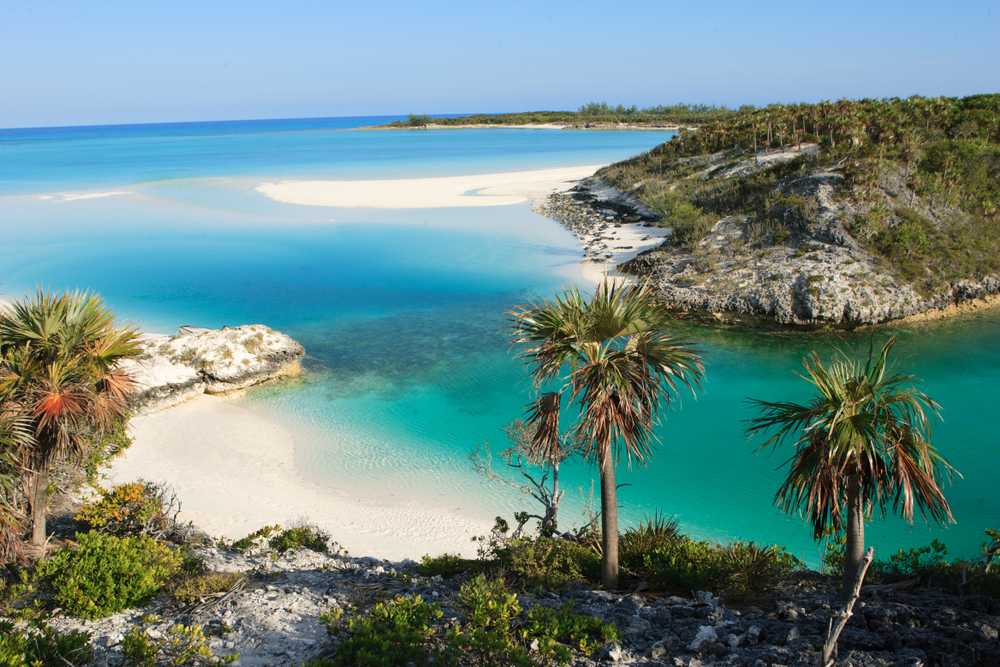 A cay in Exuma pictured for a guide titled Where to Stay in the Bahamas