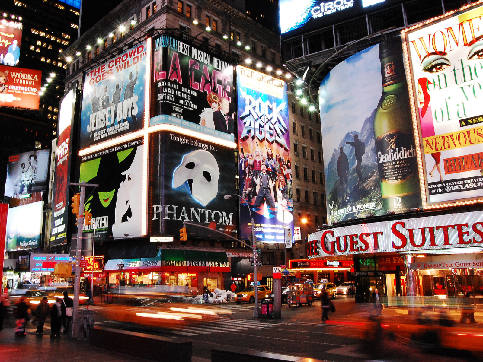 Broadway, one of the best things to do in New York City, as viewed from the street