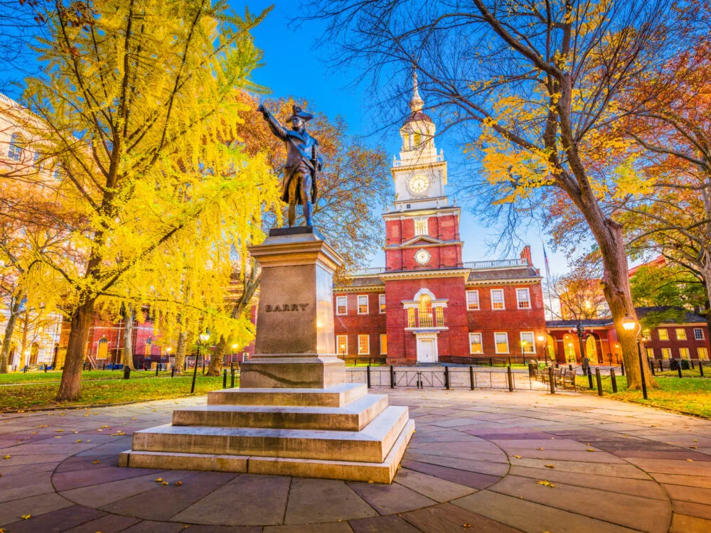 Independence National Historical Park, one of the best things to do in Philadelphia, as seen in Autumn