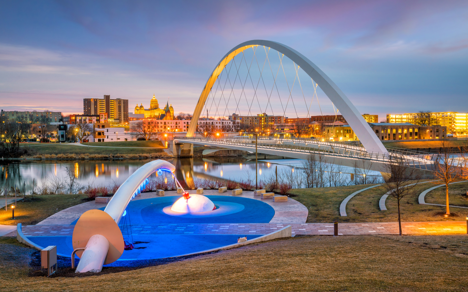 Shot of the Des Moines skyline for a piece titled what to see in Iowa