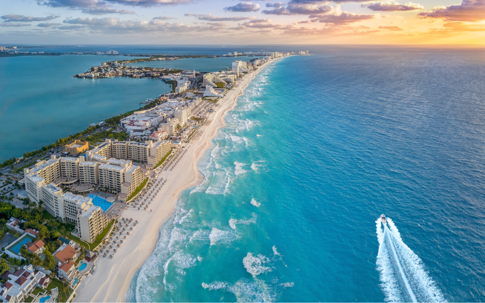 Aerial image of the Cancun beach for a piece on things to do in Cancun