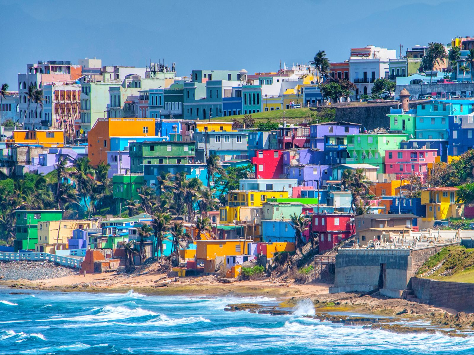 Colorful homes on the coast of San Juan for a piece on the best time to visit Puerto Rico