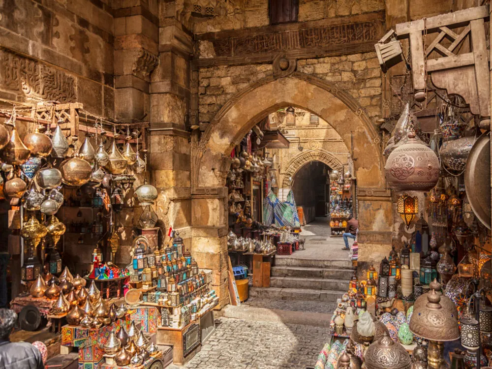 Cool view of a lantern store pictured during the cheapest time to visit Egypt