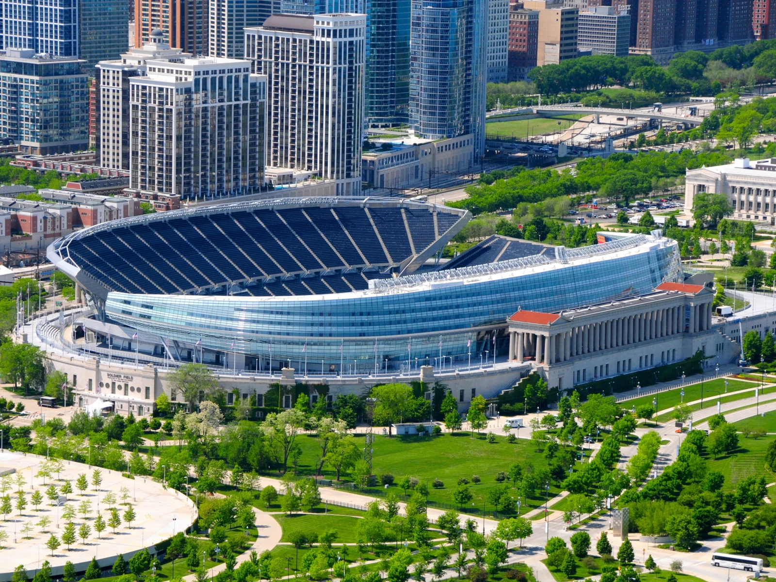 One of our top picks for the best things to do in Chicago, Soldier Field, pictured during the day