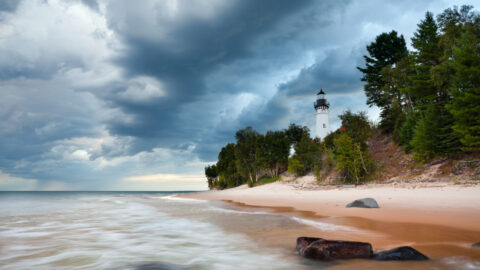 Au Sable lighthouse on Lake Michigan, one of the best lakes in the US