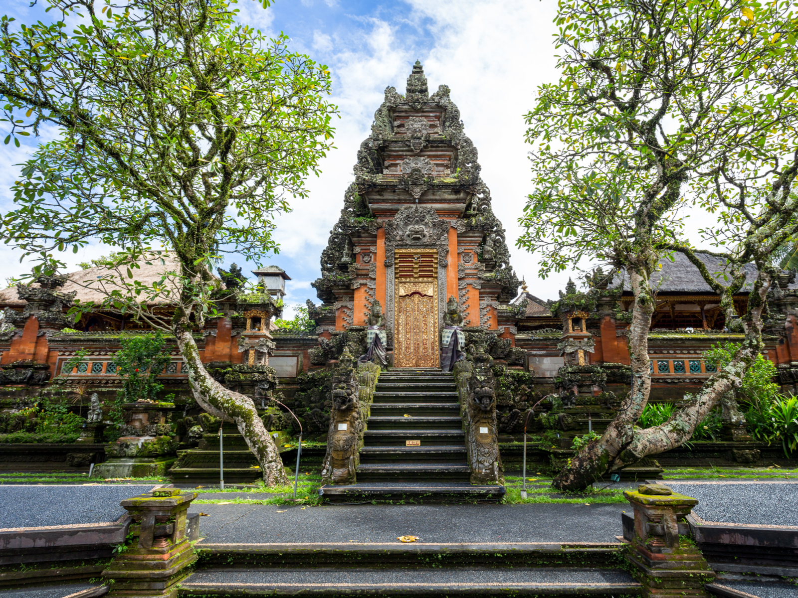 Cool view of the outside of the Pura Taman Saraswati Template in Ubud during the best time to visit Bali