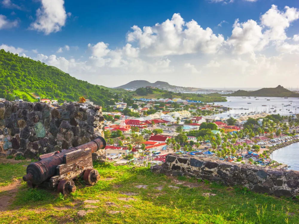 Cannon on a hilltop in Marigot, Saint Martin, one of the best places to visit in the Caribbean