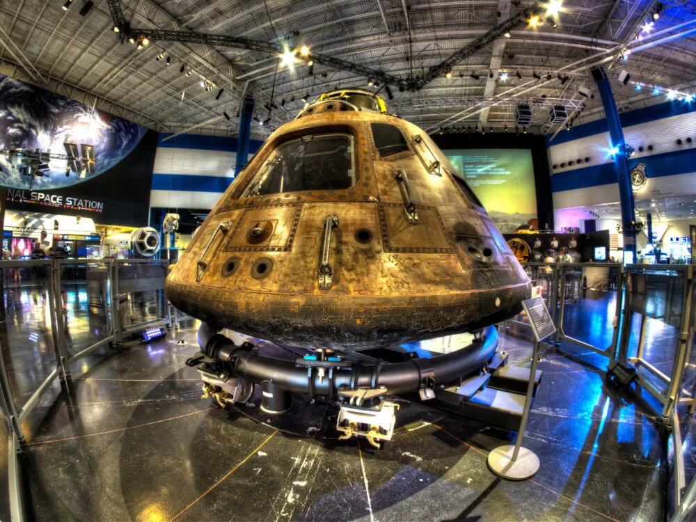 view of the Apollo 11 command module at the Houston Space Center, one of the best things to do in Texas