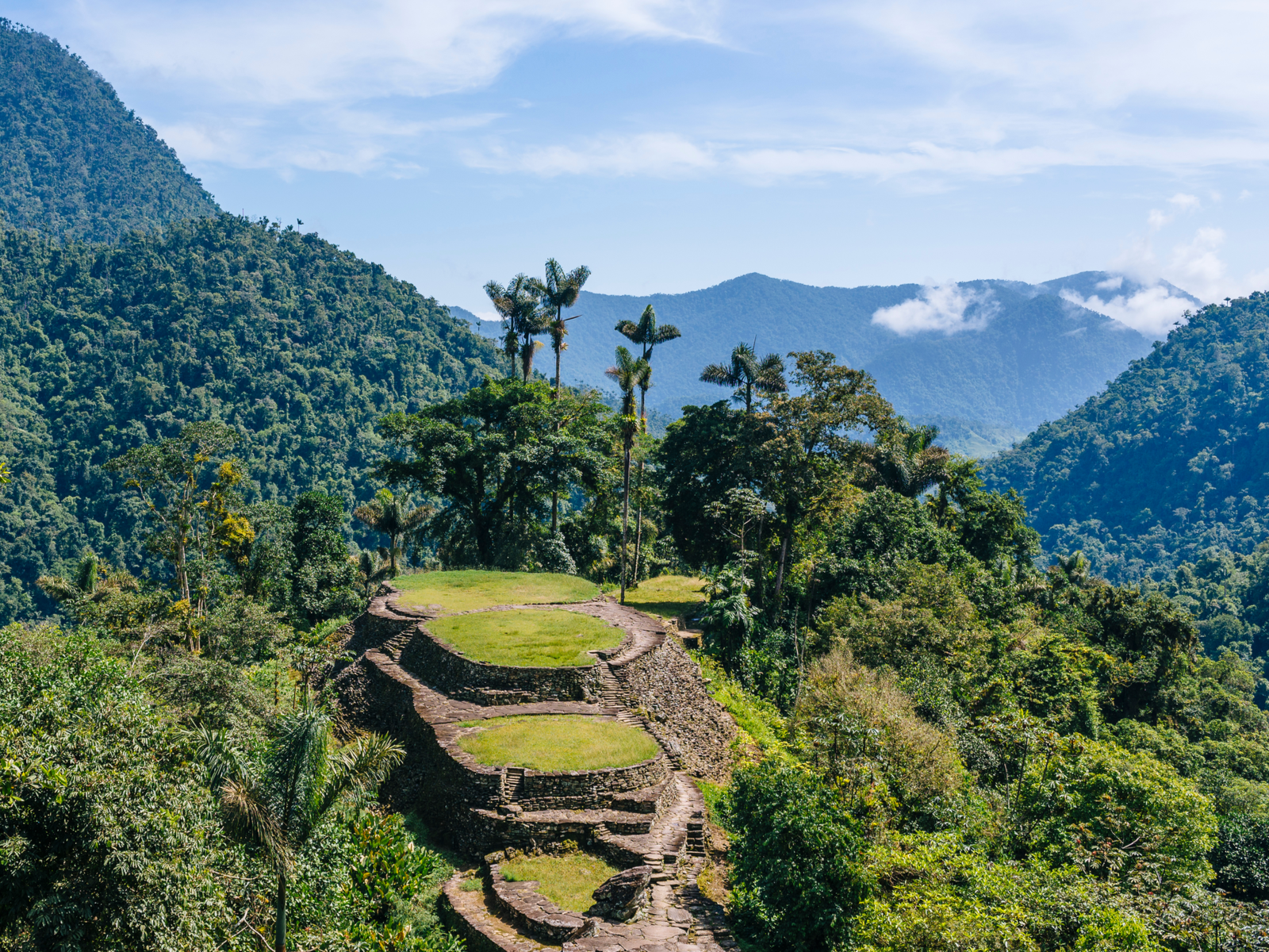 Lost City of Ciudad Perdida and the terraces by the city pictured during the cheapest time to go to Colombia