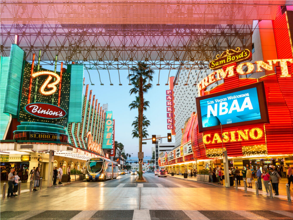 The Fremont Street Experience in the evening, one of the best things to do in Las Vegas