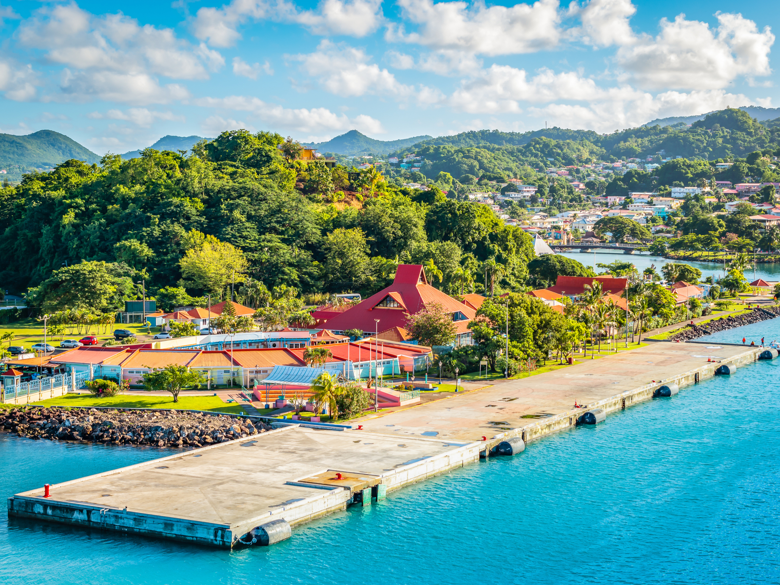 One of the best Saint Lucia resorts pictured on the side of a hill