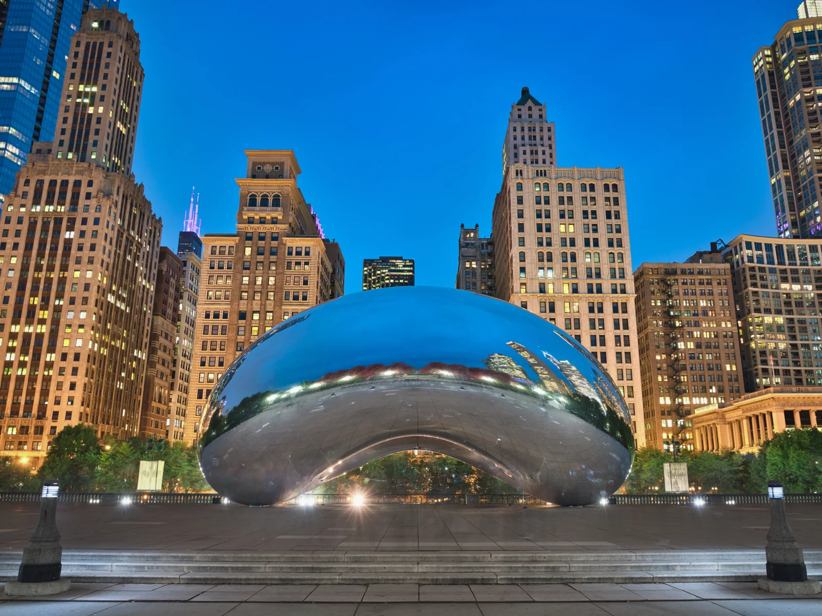 Bean in Millenium Park pictured in an evening during the best time to visit Chicago