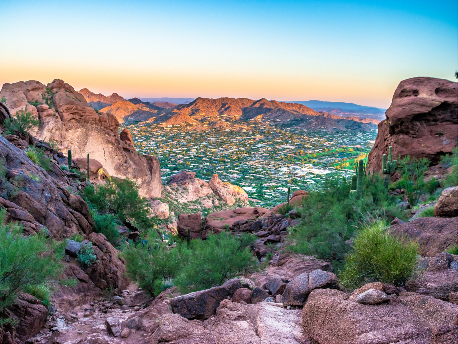 Camelback mountain pictured overlooking Scottsdale for a piece on the best time to visit Arizona