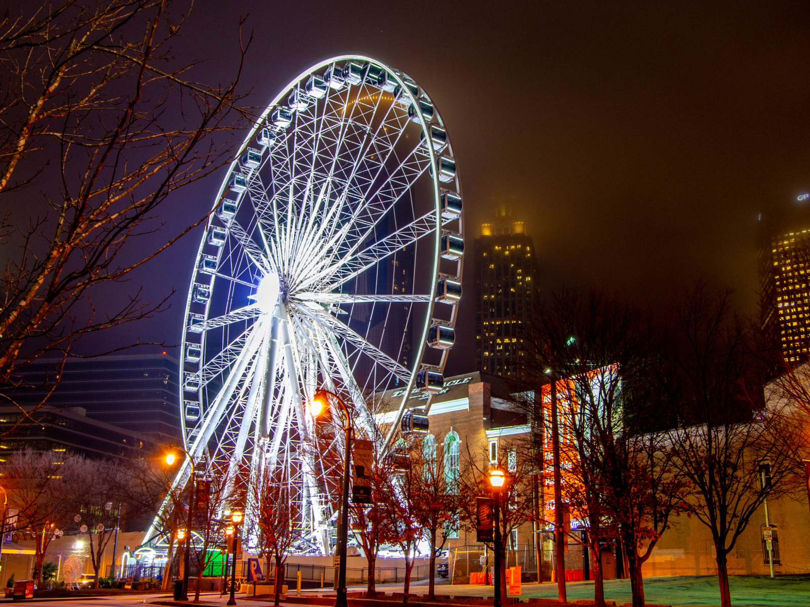 Skyview, one of the best things to do in Atlanta, pictured at night