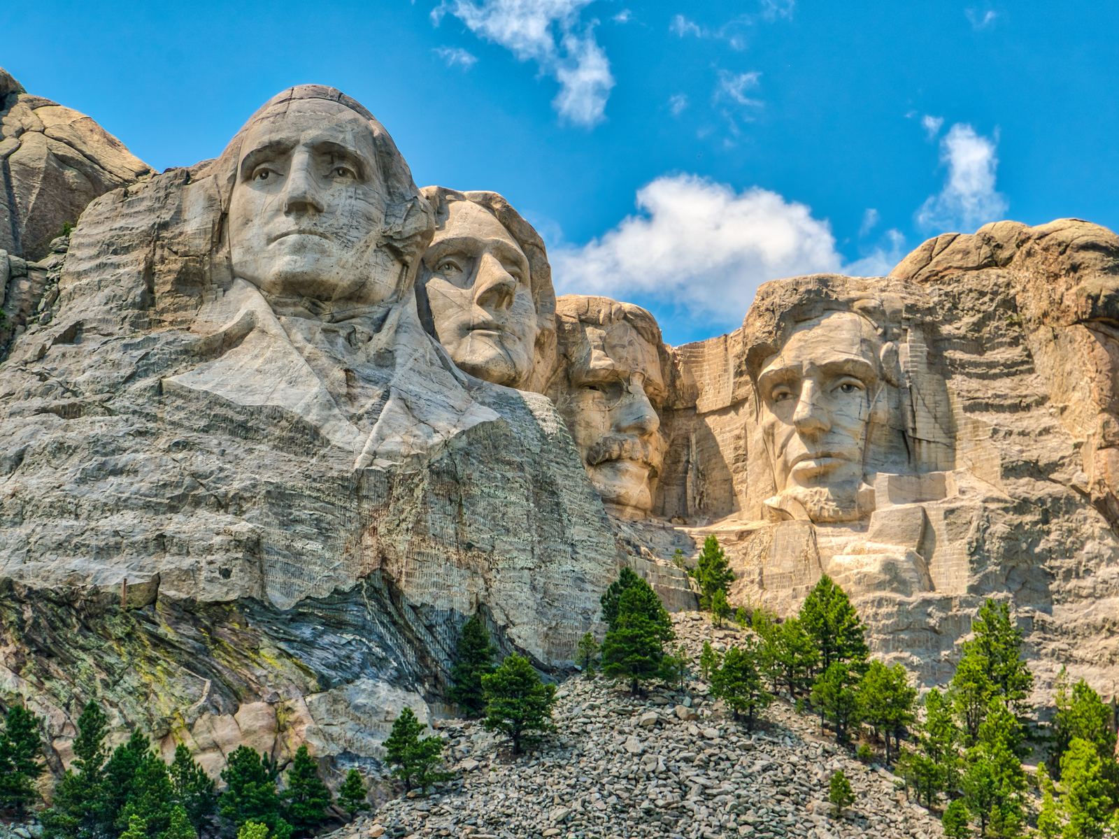 The famous landmark and one of the best South Dakota tourist attractions, Mount Rushmore National Monument where the faces of four US presidents are sculpted on a mountain