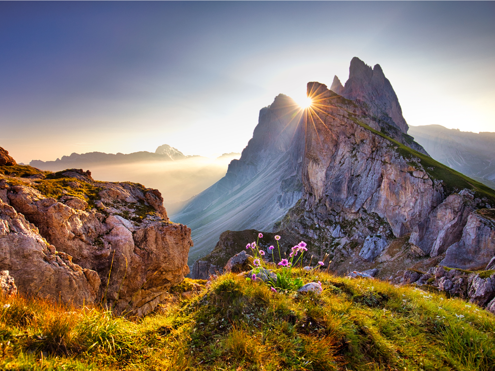 Amazing view of the Dolomites, one of the best places to visit in Italy, at sunrise