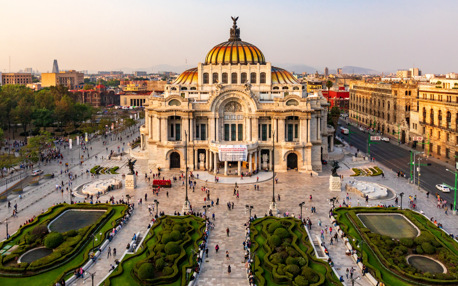 Gorgeous view of the Palacio De Bellas Artes for a piece titled Is Mexico City Safe