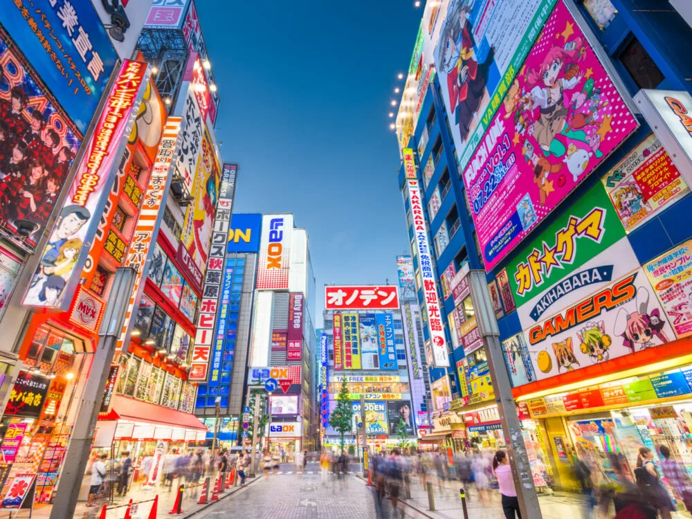 Cool view of one of the best places to visit in Japan, the electric town, also called Akihabara