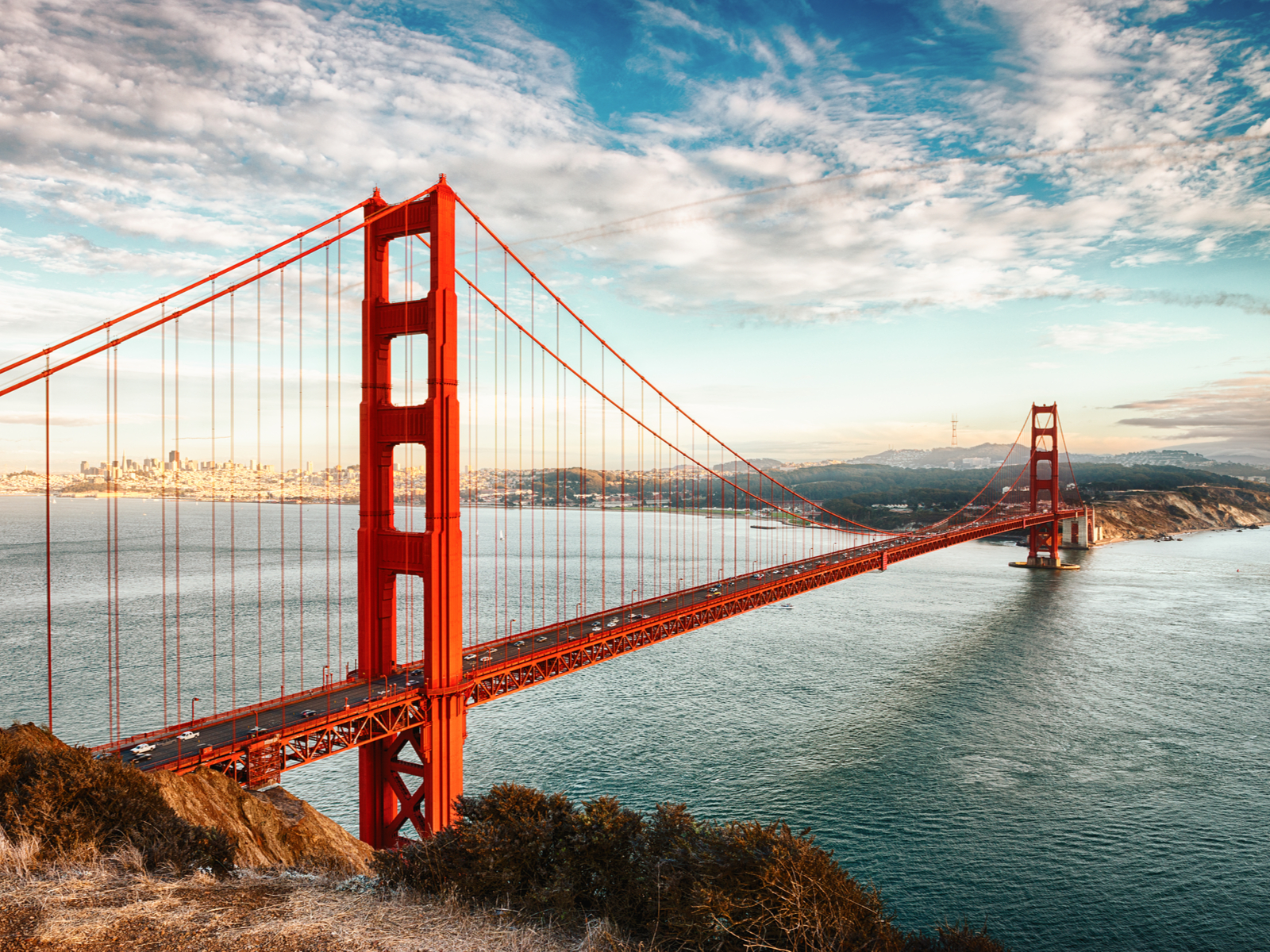 Golden gate bridge, one of the best things to do in San Francisco, as viewed on a fall day
