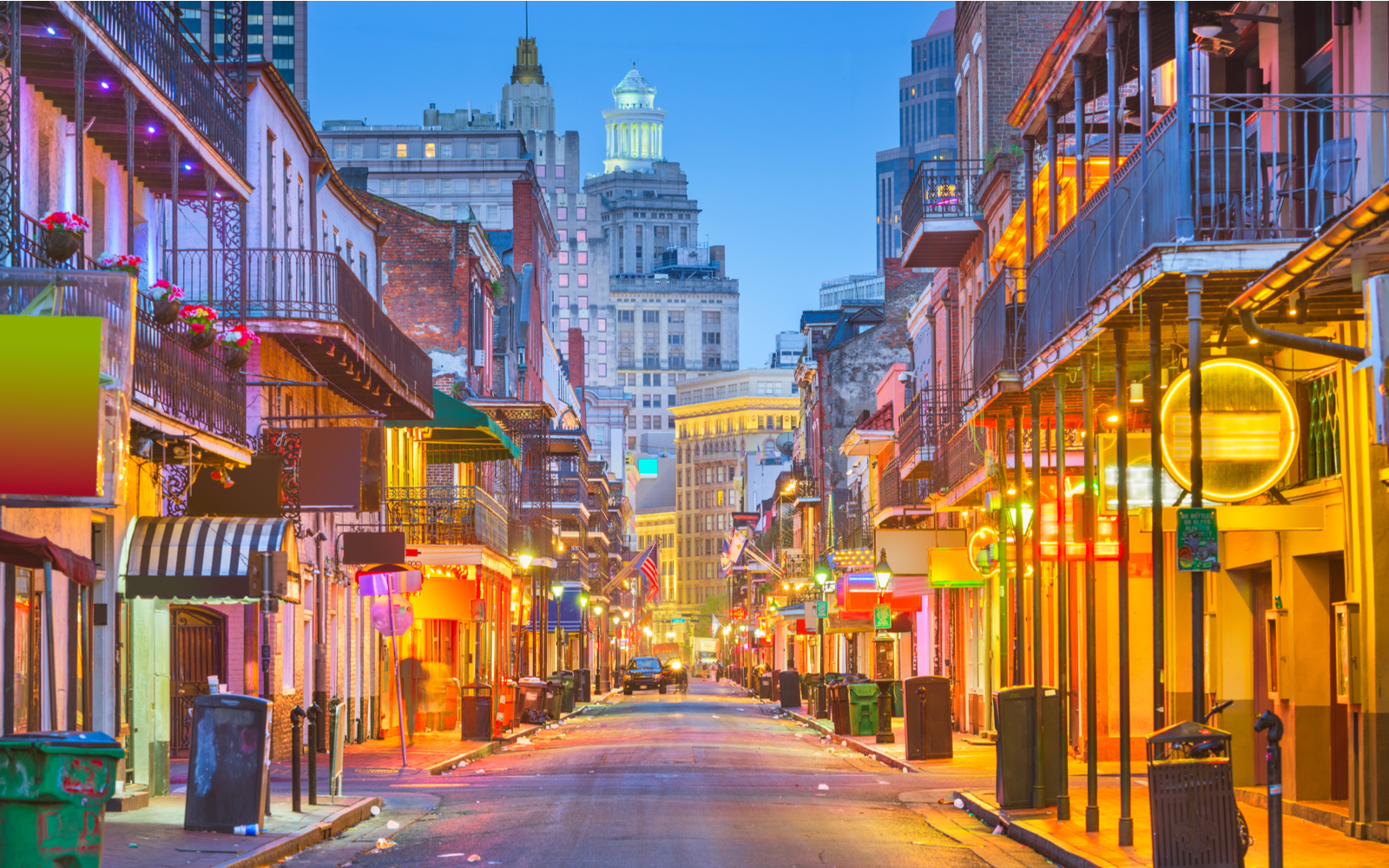 Snap of Bourbon St pictured during the best time to visit New Orleans