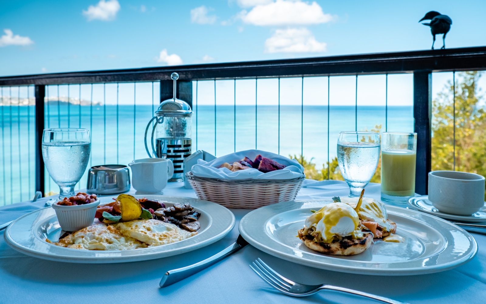 Breakfast at one of the best restaurants in St. Lucia, overlooking the ocean