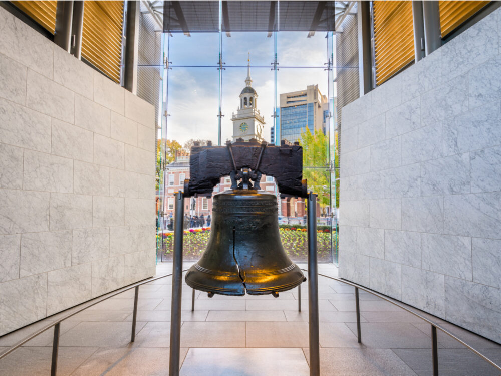 Photo of the Liberty Bell in a museum at one Liberty Square, one of the best things to do in Philadelphia