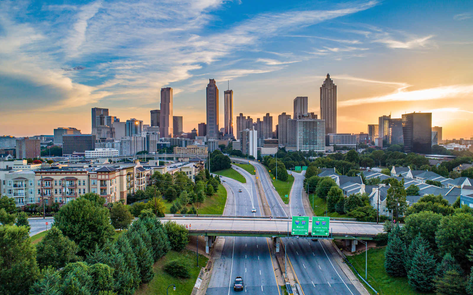 Photo for a piece titled Is Atlanta Safe with a highway running through the city