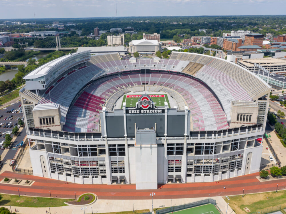 Image of the stadium in Columbus pictured from the air for a piece on the best things to do in Ohio