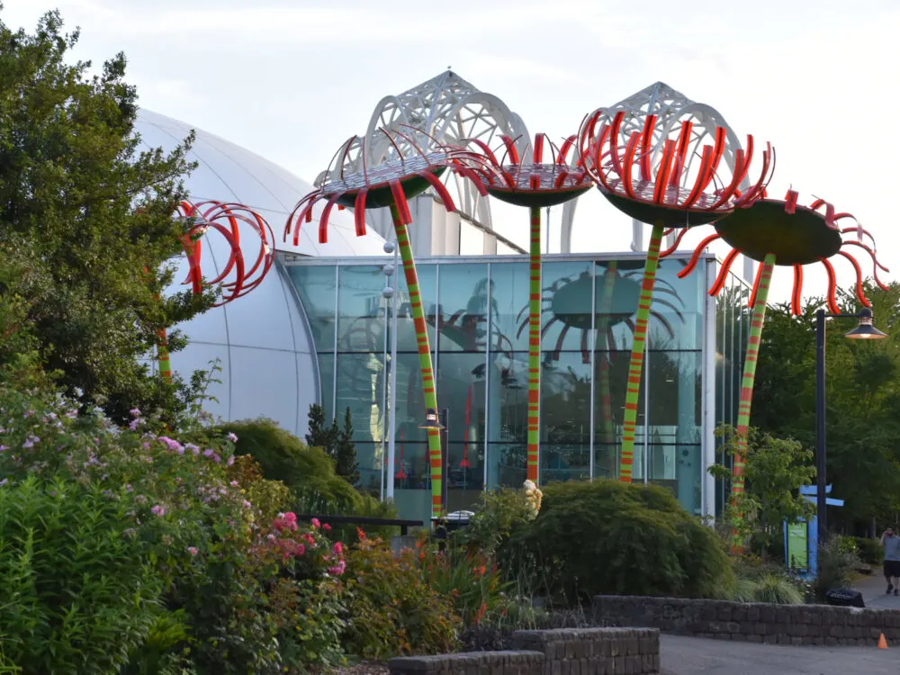 Sculptures outside the Chihuly Garden and Glass exhibit
