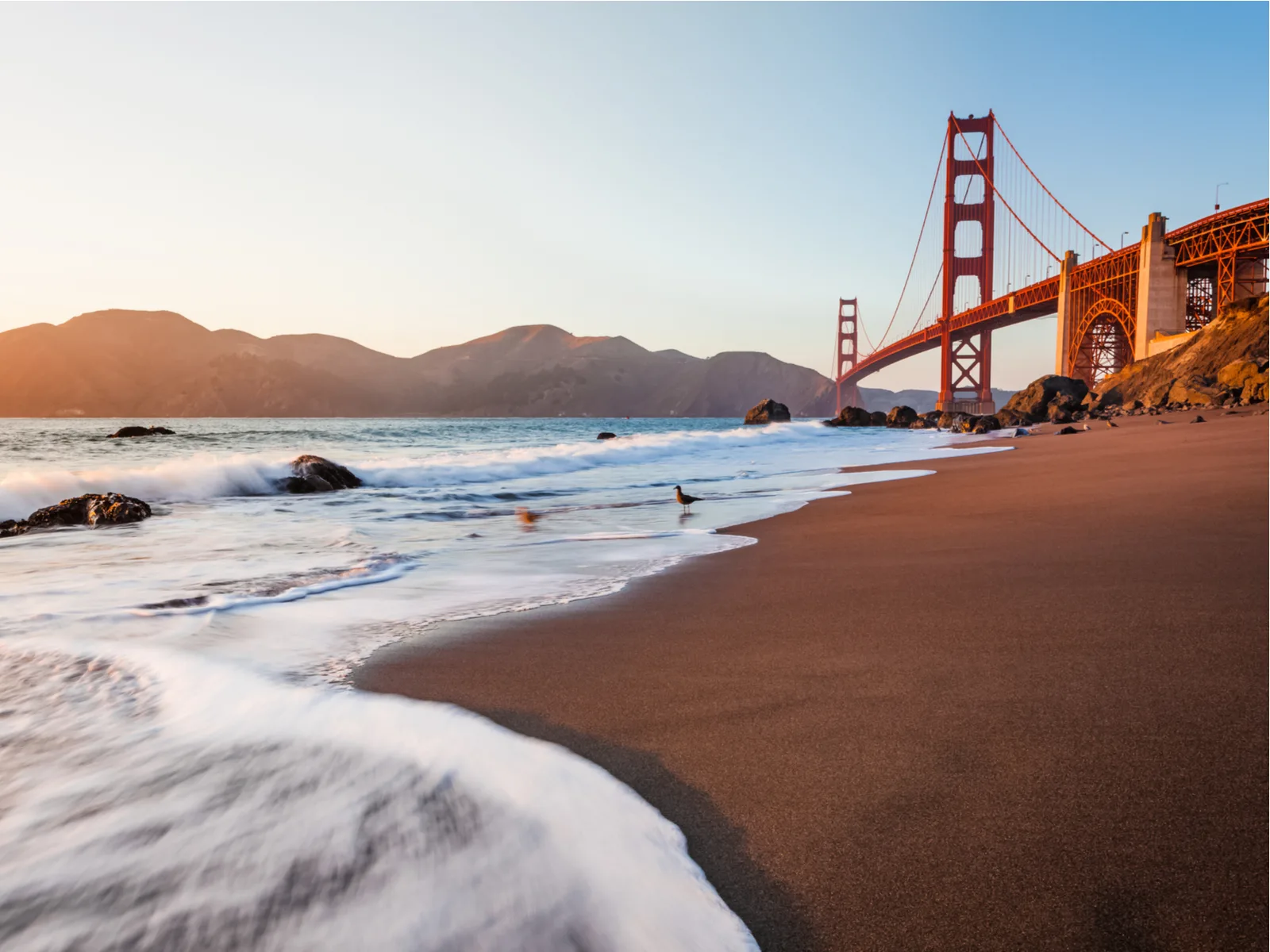 Beach next to the golden gate bridge, one of the best things to do in San Francisco