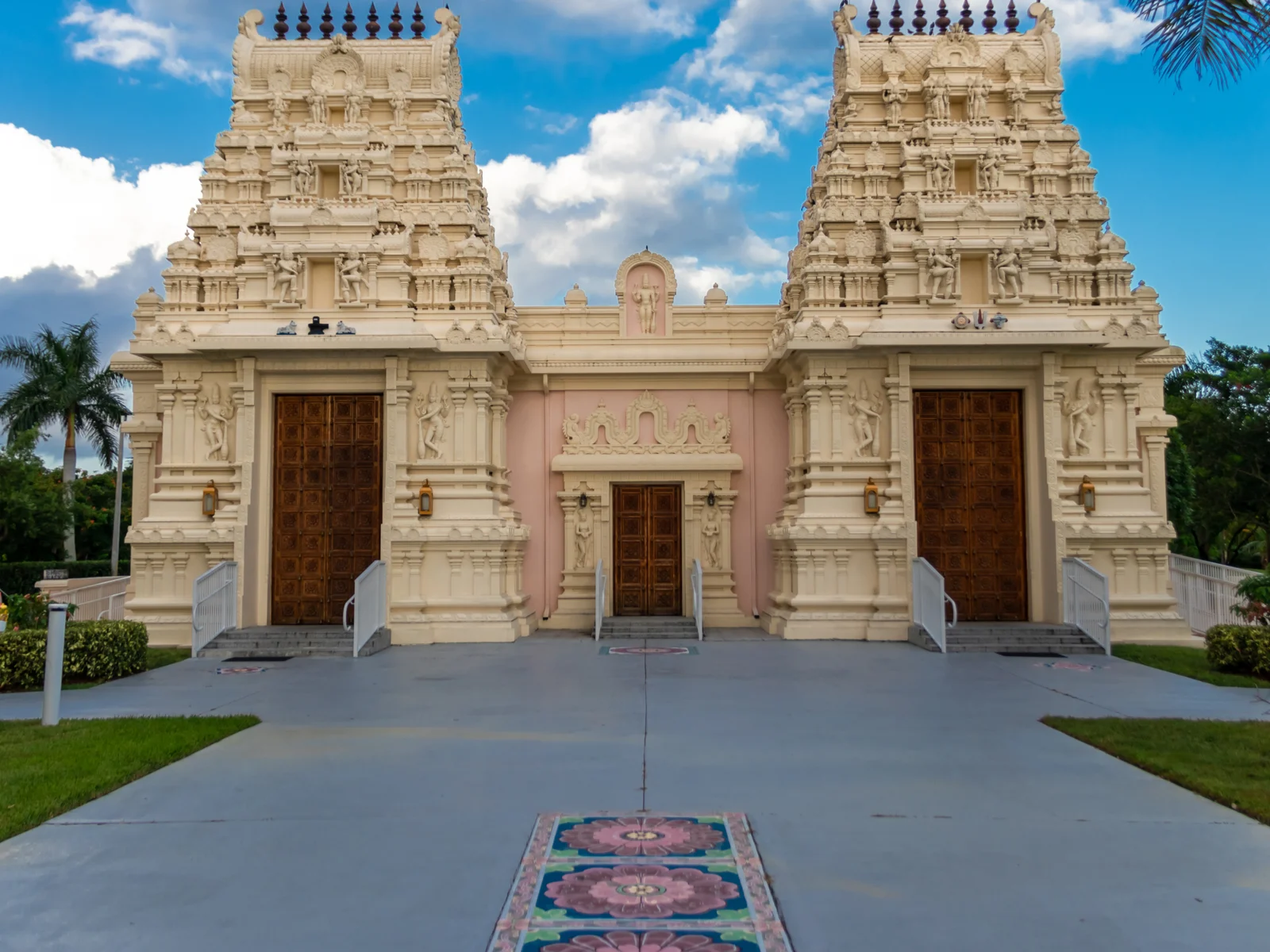 Exterior of one of the best things to do in Florida, to visit the Hindu Temple