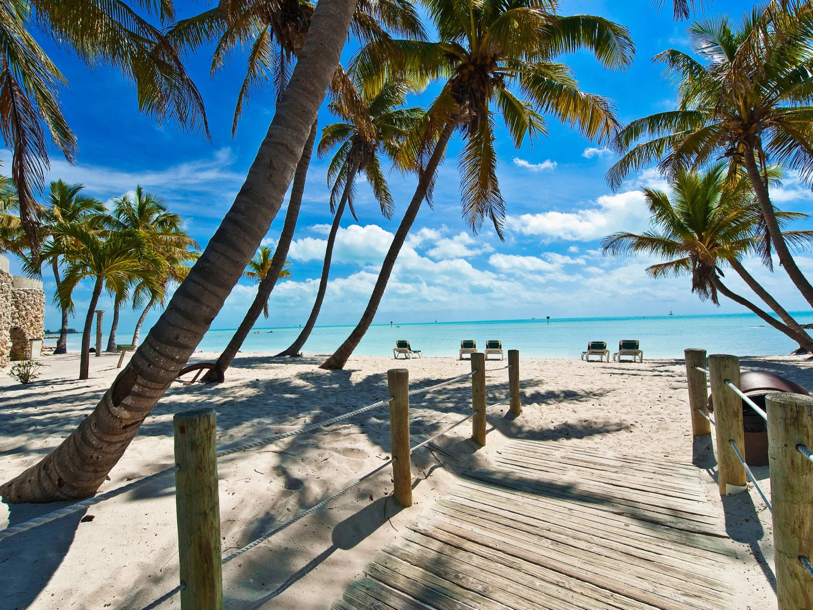 Gorgeous view of a footbridge to Key West with white sand, one of the best places to visit in Florida