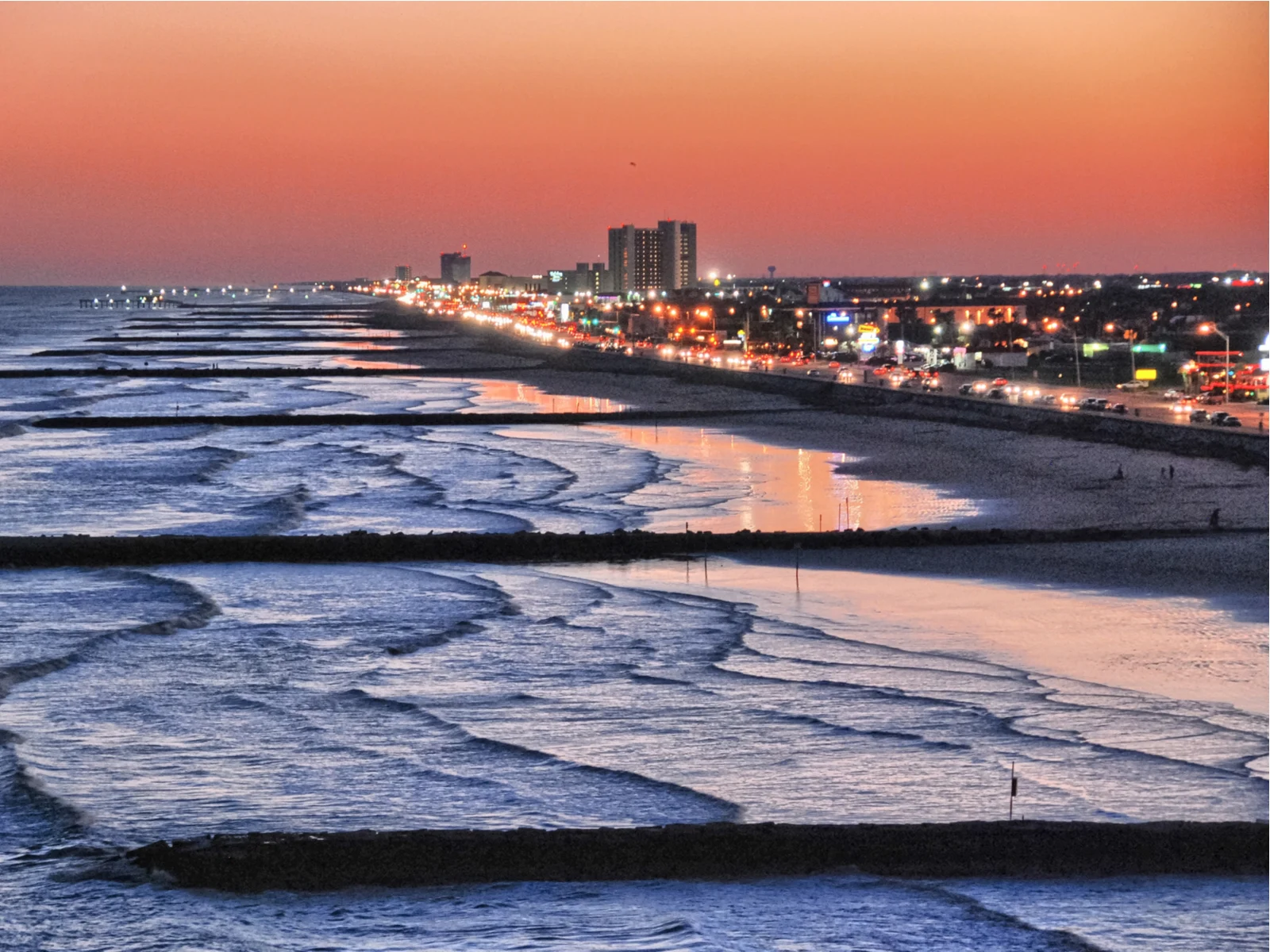 Galveston, one of the must-see attractions in Houston, pictured at dawn