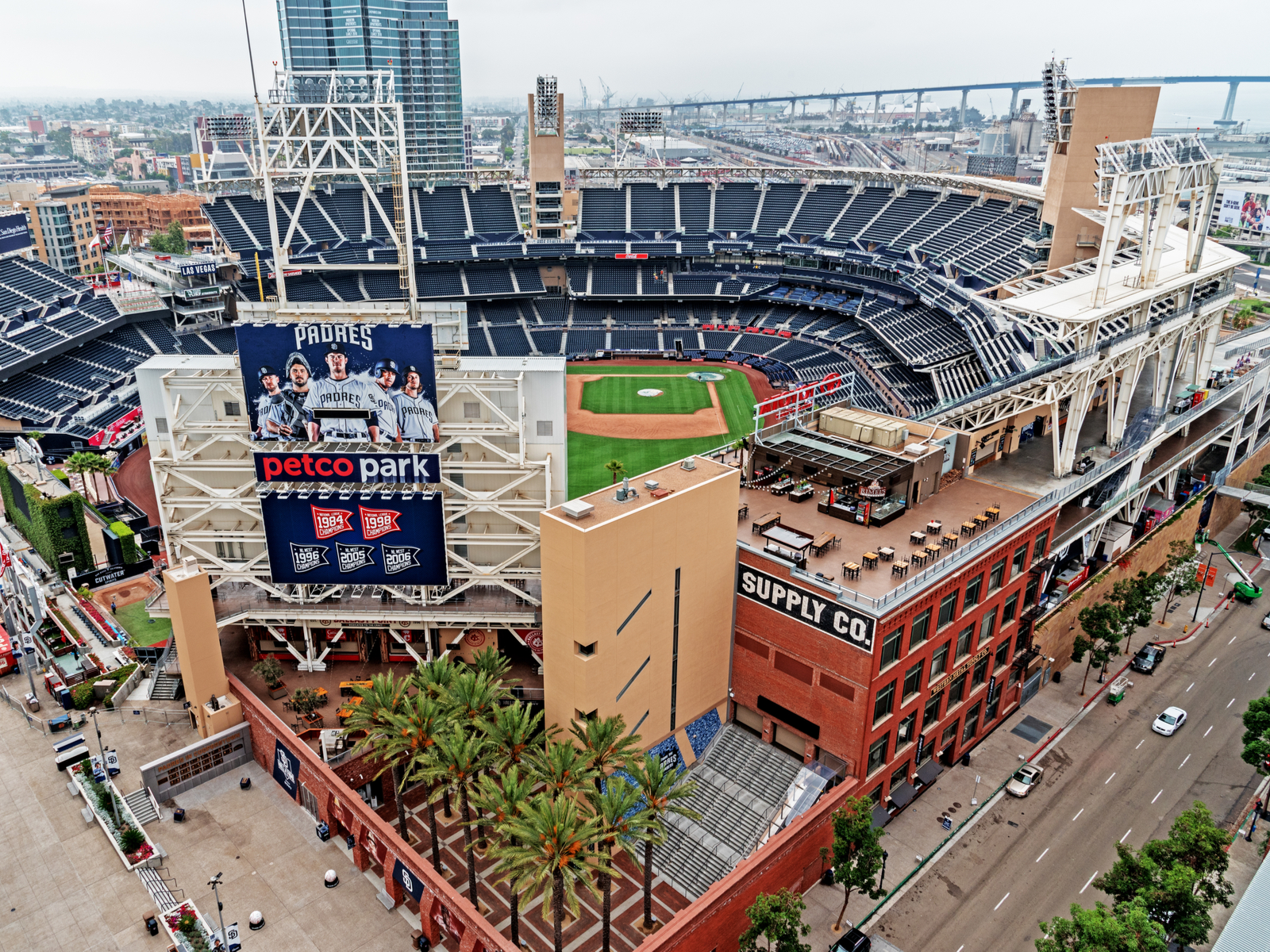 Aerial view of Petco Park, where the Padres play and one of the best things to do in San Diego