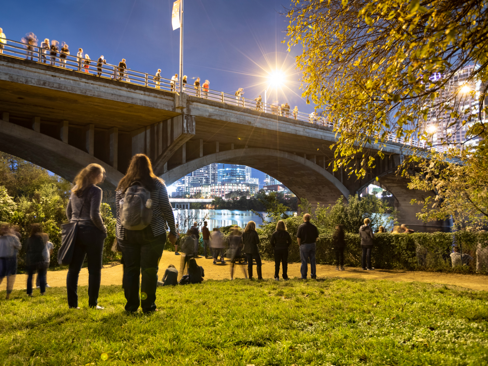 People in Austin waiting for the Congress Bridge Bats, one of the best things to do in Texas