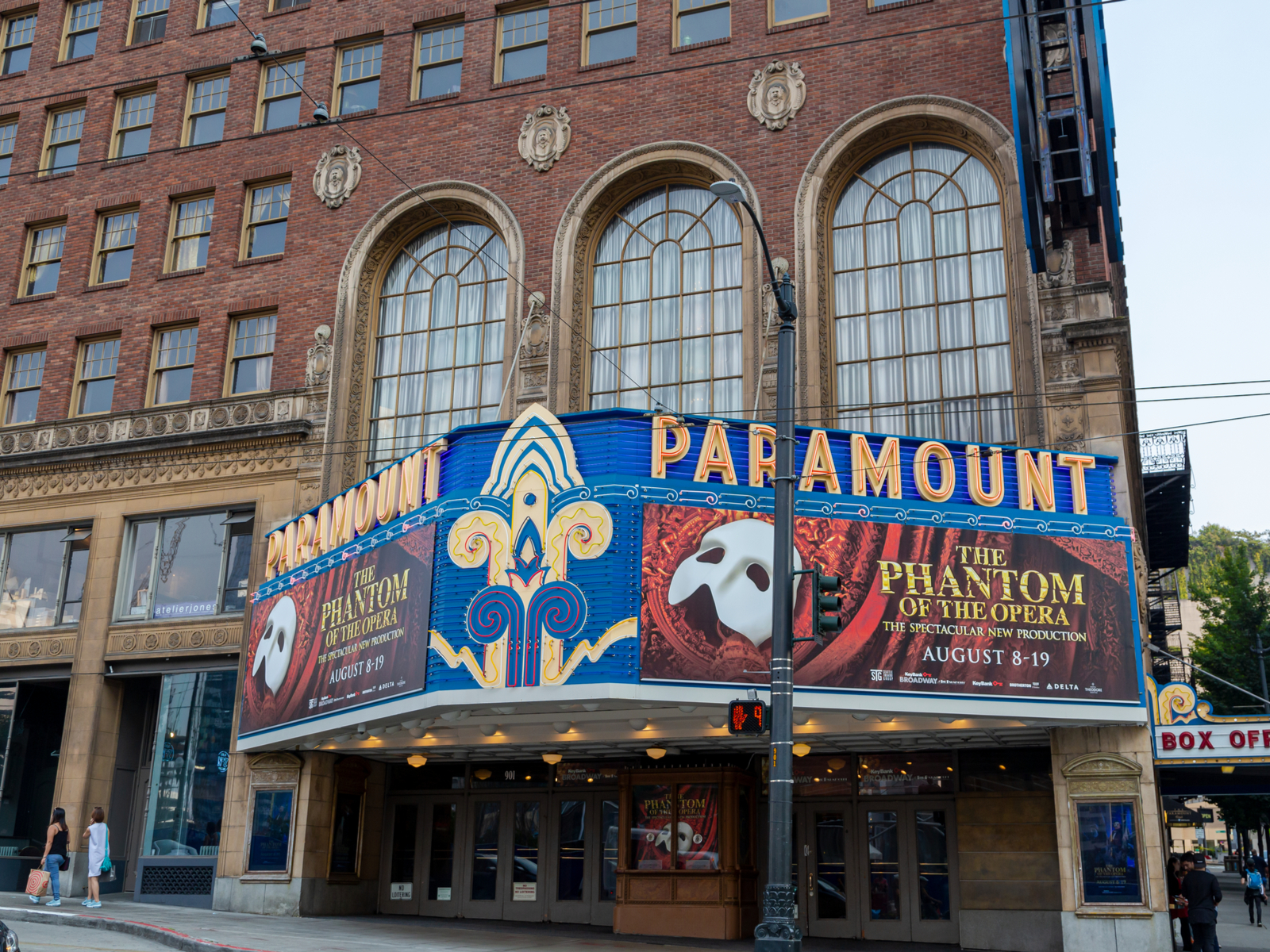 The Paramount Theatre, one of the best things to do in Seattle, as viewed from the street