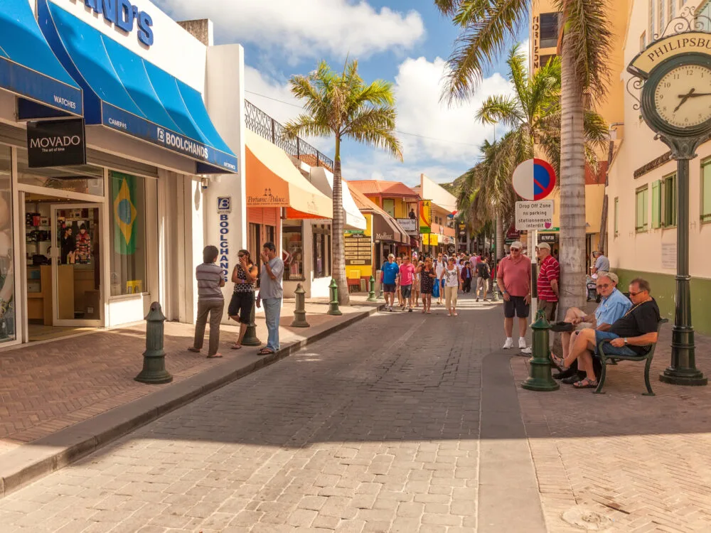 Street in PHILIPSBURG, ST. MAARTEN pictured during the least busy time to visit the Caribbean