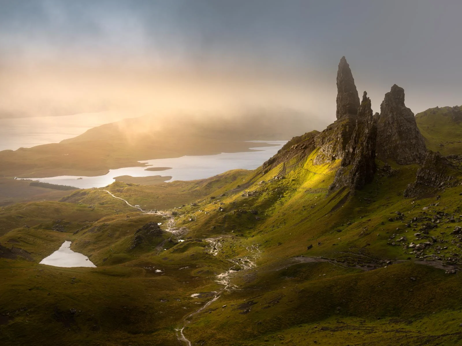 Dark clouds over one of the best island vacations, the Isle of Skye in Scotland