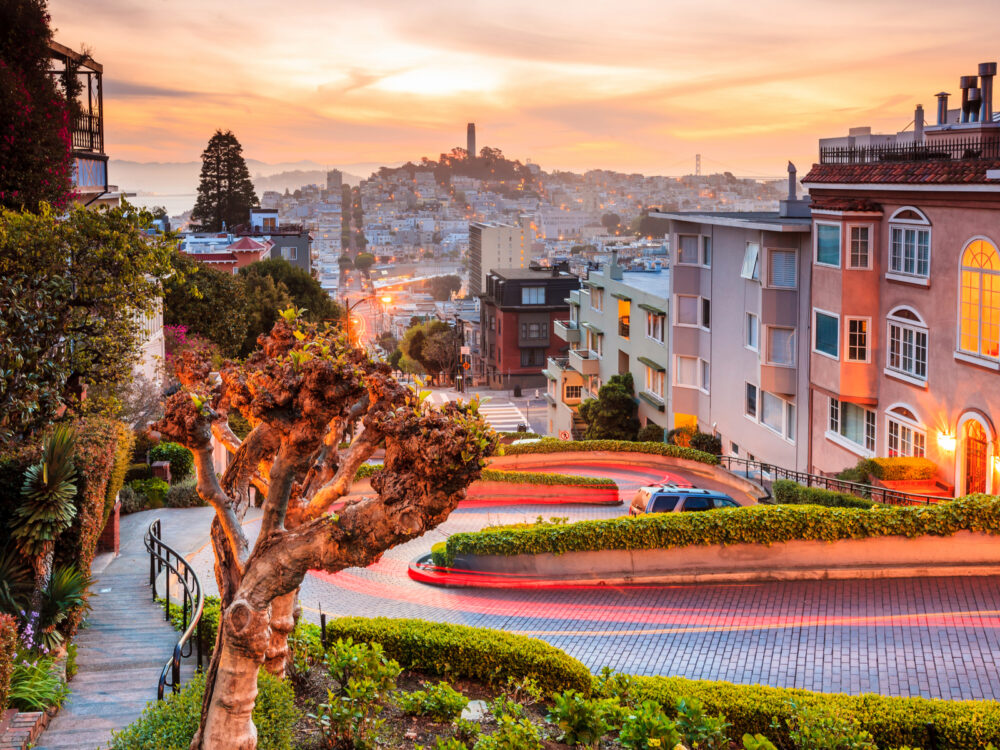 Lombard street pictured from the top for a piece on where to stay in San Francisco