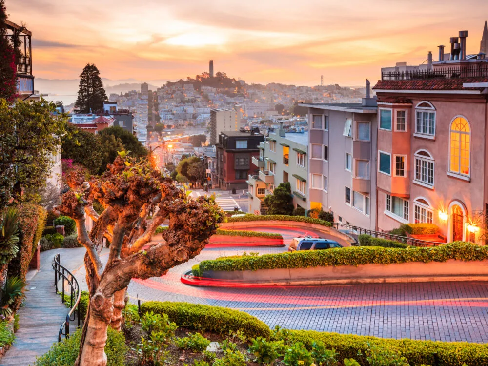 Cool dawn view of Lombard Street, one of the best places to visit in San Francisco