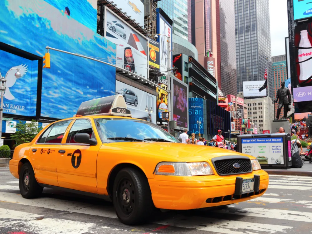 Yellow cab in New York City for a piece on the best hotels in NYC