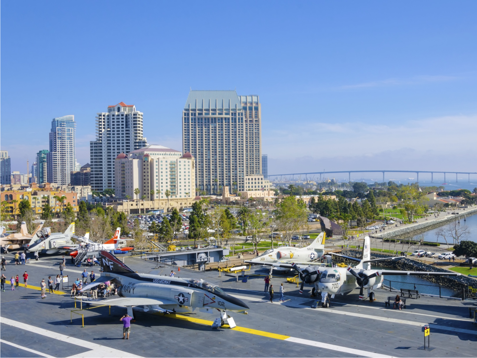 Photo on the deck of the USS Midway, a district we think is a top pick for where to stay in San Diego