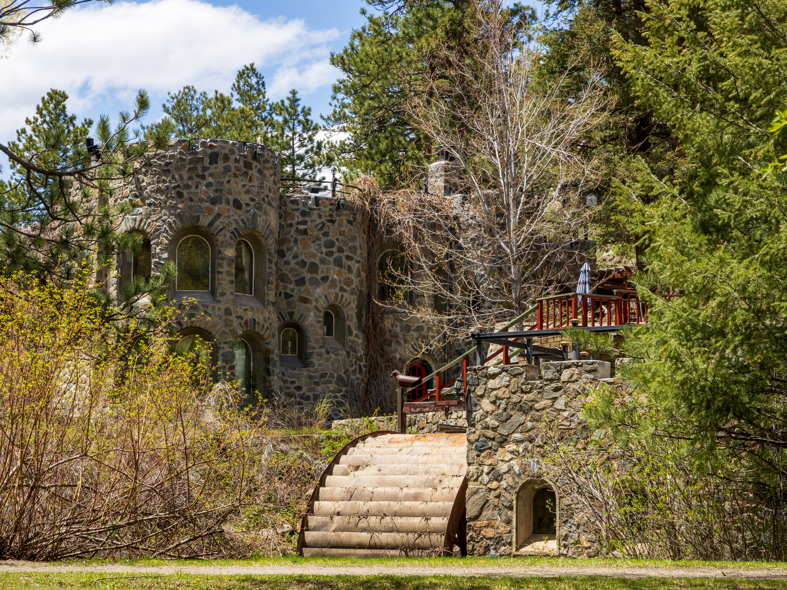 An attraction at one of the best hikes near Denver during spring, Dunafon Castle in Lair o the Bear Park