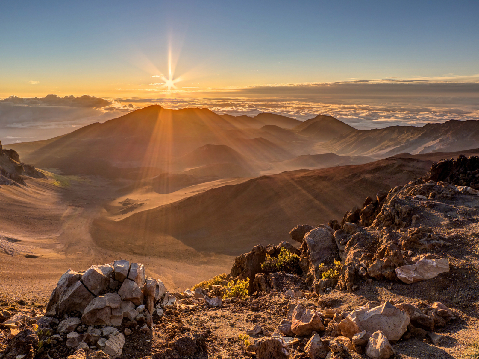 Haleakala volcano seen at sunrise for a roundup of things to do in Maui