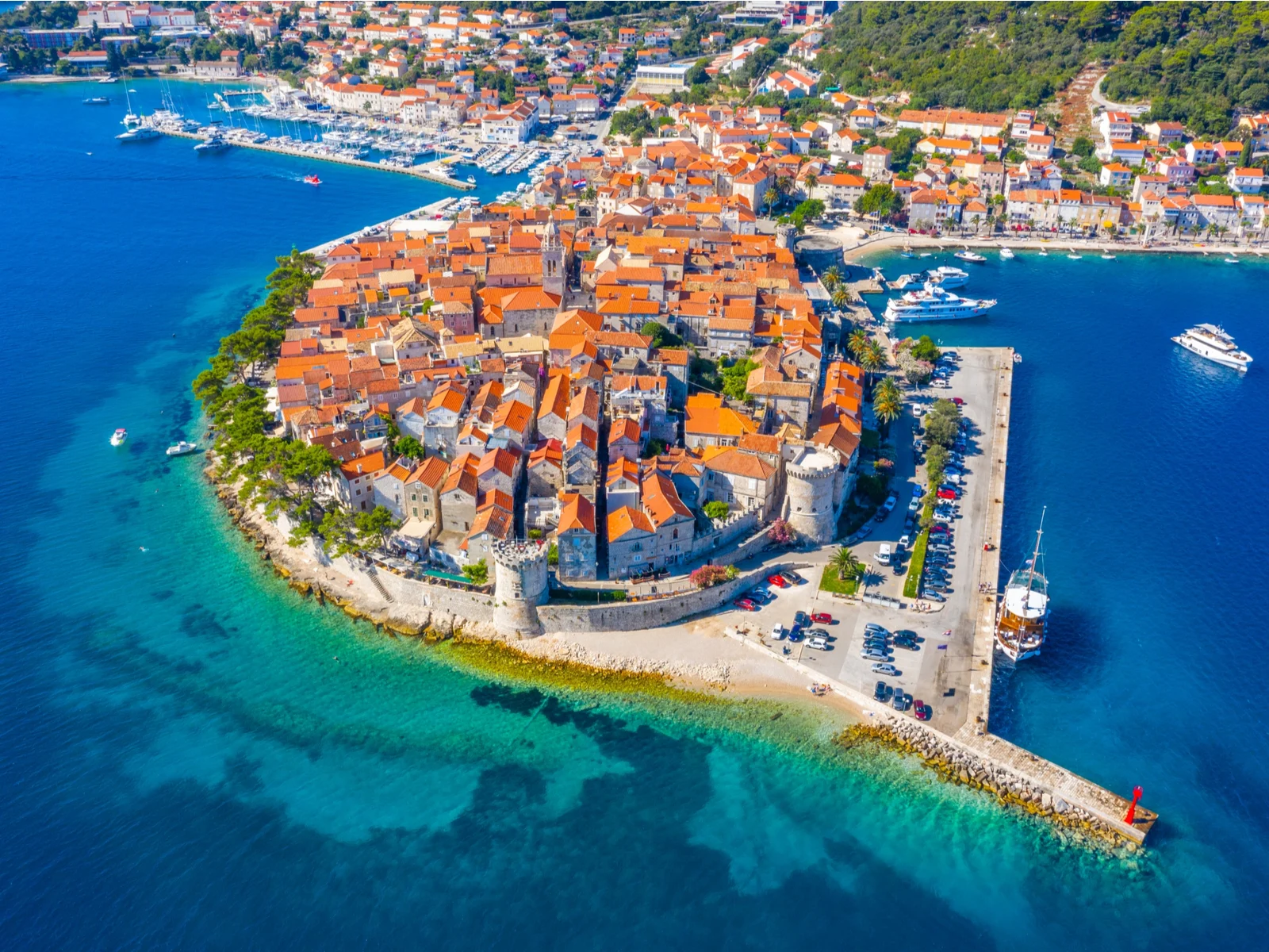 Korcula Island, one of Croatia's best things to do, pictured from the air