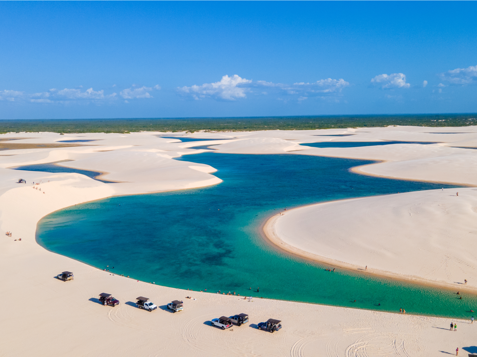 Aerial view of Lençóis Maranhenses National Park pictured during the best time to visit Brazil